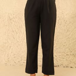 House of Chikankari Women Relaxed Straight Leg Pleated Trousers-image-42