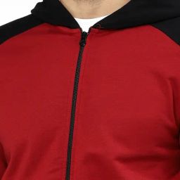 Kalt Red Regular Fit Colorblock Hooded Sweatshirt image 5