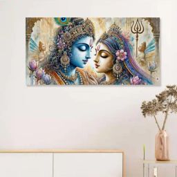 Nestroots Multicolor Canvas Divine Love Of Krishna And Radha Wall Painting - Single Frame-7
