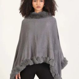 SHOWOFF Grey Self Pattern Poncho-picture-17
