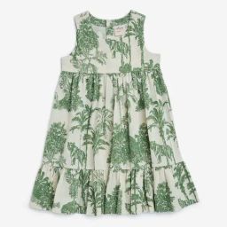 Utsa Kids by Westside Green Nature-Inspired Tiered Cotton-Blend Dress-image-36