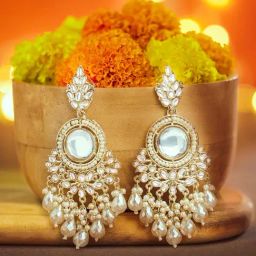 Zaveri Pearls White Alloy Earrings for Women-73