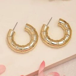 NVR Gold Plated Half Hoop Earrings-6