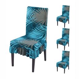 HOKIPO Set Of 4 Blue Printed Chair Cover-80