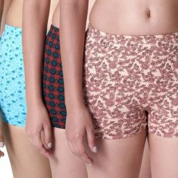 BLOSSOM Womens Cotton Shorty Panty, Inner Elastic Printed Trunk_Printed Shorty Pack of 3-image-75