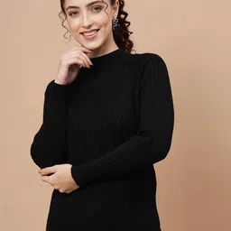 Beatnik Women Black Cable Knit Pullover-picture-23