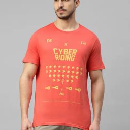 Royal Enfield CYBER RIDING Red Regular Fit Printed Crew T-Shirt-image-54