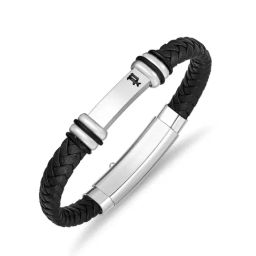 Police Highbridge Black Leather Adjustable Bracelet-29
