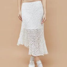 Ginger By Lifestyle White Regular Fit Self Pattern Skirt-13