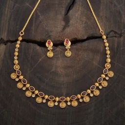 Kushal's Fashion Jewellery Ruby Polished Antique Necklace & Earring Set-picture-14