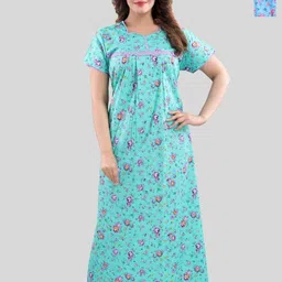 Fabme Women Pack Of 2 Pure Cotton Printed Nightdress-picture-5