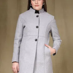 Thirty Threads Women Mock Collar Single-Breasted Long Overcoat-picture-5