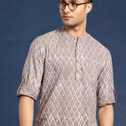Taavi Men Dabu Printed Print Mandarin Collar Kurta-picture-56