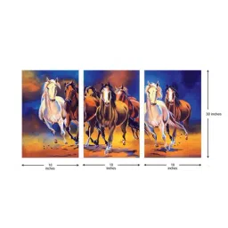 999Store Multicolor Running Horses Art 3 Frame Canvas Paintings image 5