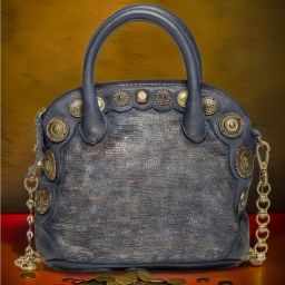 Art N Vintage Silvia Navy Leather Embellished Small Handbag-picture-37