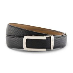 Halden Black Theo Textured Formal Belt With Classic Pearl Buckle-image-81