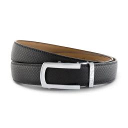 Halden Black Theo Textured Formal Belt With Classic Silver Matt Buckle-image-82