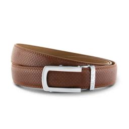 Halden Tan Theo Textured Formal Belt With Classic Silver Matt Buckle-image-63