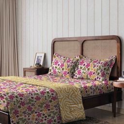 The Happy Pod Pink Floral Pure Cotton King Bedding Set With 2 Pillow Covers-46
