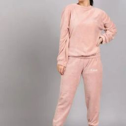 NEUDIS Pink Fleece Solid Nightsuit-image-81