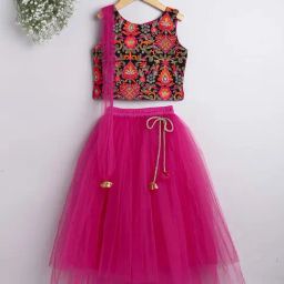 The Magic Wand Kids Pink & Black Embroidered Lehenga Cholis-picture-42