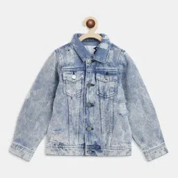Tales & Stories Kids Blue Cotton Washed Full Sleeves Jacket-picture-45