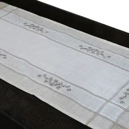 MONKDECOR Off-White Embroidered TableRunners-26
