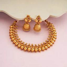 Kushal's Fashion Jewellery Ruby Polished Antique Necklace & Earring Set-picture-17