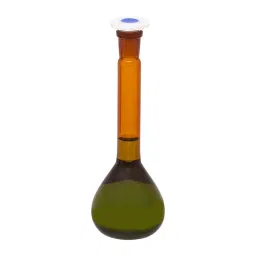 Fisher 500 ml Capacity Amber Glass Flat Bottom Volumetric Flask, FBG6270C-19