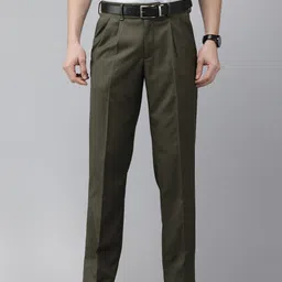 Van Heusen Men Self Design Textured Custom Fit Pleated Formal Trousers-image-53