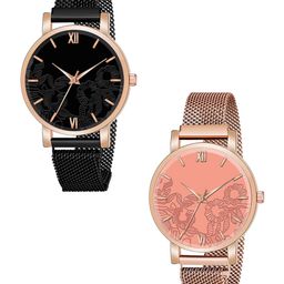 Gopal Shopcart Unisex Pack Of 2 Printed Dial Analogue Watch C36RG BLK ORG RG M R1-image-3