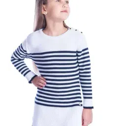 Cherry Crumble By Nitt Hyman Kids White Striped Dress-image-98