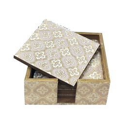 ShopMeFast 6 Pieces Grey Printed Square ShapeWooded Coasters-image-41