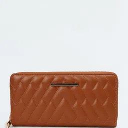 max Women Geometric Textured Quilted PU Zip Around Wallet-0