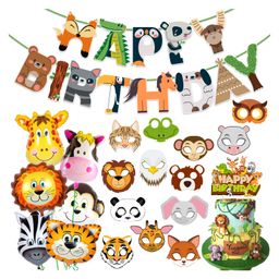 Zyozi Jungle Safari Happy Birthday Decorations Combo Multicolor - Pack of 21-image-40