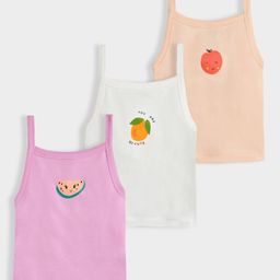 Mi Arcus  100% Cotton Pack Of 3 Sleeveless Fruits Printed Camisoles - Multi Colour-image-56