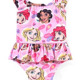 Babyhug Disney Sleeveless V Cut Swimsuit with Princess Print - Pink-image-81