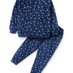Babyhug Velour Woven Full Sleeves Winter Wear Co-Ord Set With Snow Flakes Print - Navy-image-61