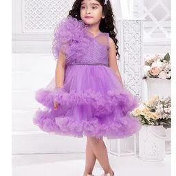 Ministitch Sleeveless Floral Detailed & Stone Embellished Layered Dress - Lavender-picture-18