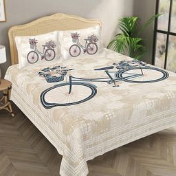 Bombay Spreads 100 Percent Cotton Beige Color King Size Bedsheet With 2 Pillow Cover 140 Thread Count-image-62