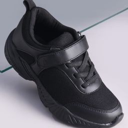 Pine Kids Velcro Closure Solid Color School Shoes - Black-image-47