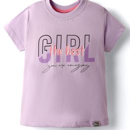 Teddy Sinker Knit Half Sleeves Top With Girl The Best Text Print - Plum-image-76