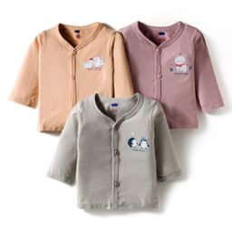 Simply Sinker Knit Full Sleeves Jhablas With Animal Print Pack Of 3 - Lilac Grey & Peach-picture-23