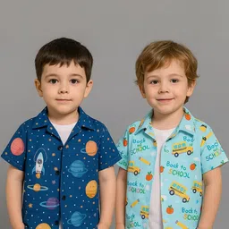 SHREE VANKIYA HANUMANJI FASHION Kids Pack Of 2 Graphic Printed Cotton Casual Shirts-picture-45