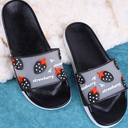 Monoction Women Black Strawberry Embellished Flat Slides-image-73
