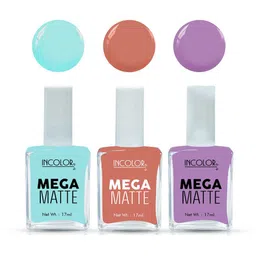 INCOLOR Set Of 3 Mega Matte Nail Paint - 17 ml Each - 53 - 22 - 18 image 1