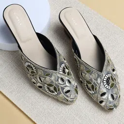V-WALK Embellished Party Block Mules-picture-3