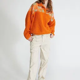 Mast & Harbour Women Orange Printed Long Sleeves Sweaters-picture-46