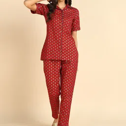 JAIPURI LIBAS Women Ethnic Motifs Printed Pure Cotton Night suit-image-33