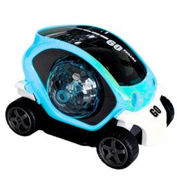 SVE Plastic 360 Degree Rotating Stunt Car Toy for Kids - Bump and Go Action with 4D Lights and Music - Blue image 4